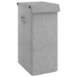 Panier &agrave; linge pliable gris 26 x 34,5 x 59,5 cm tissu en faux lin 02_0006181