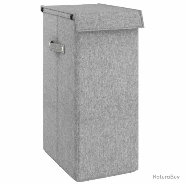 Panier � linge pliable gris 26 x 34,5 x 59,5 cm tissu en faux lin 02_0006181