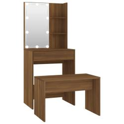 Ensemble de coiffeuse avec led 60 x 40 x 140 cm ch&ecirc;ne marron bois d'ing&eacute;nierie 02_0006240