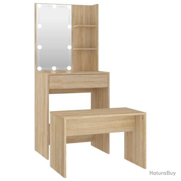 Ensemble de coiffeuse avec led ch�ne sonoma bois d'ing�nierie 02_0006242