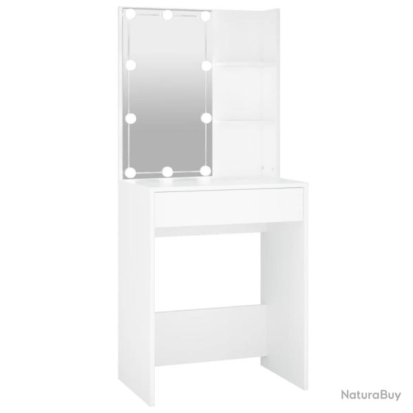 Coiffeuse design contemporain avec led 60 x 40 x 140 cm blanc 02_0006244