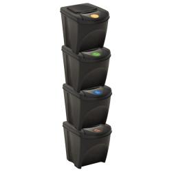 Poubelles empilables 4 pi&egrave;ces anthracite 100 litres 02_0006048
