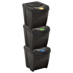 Poubelles empilables 3 pi&egrave;ces anthracite 75 l 02_0006079