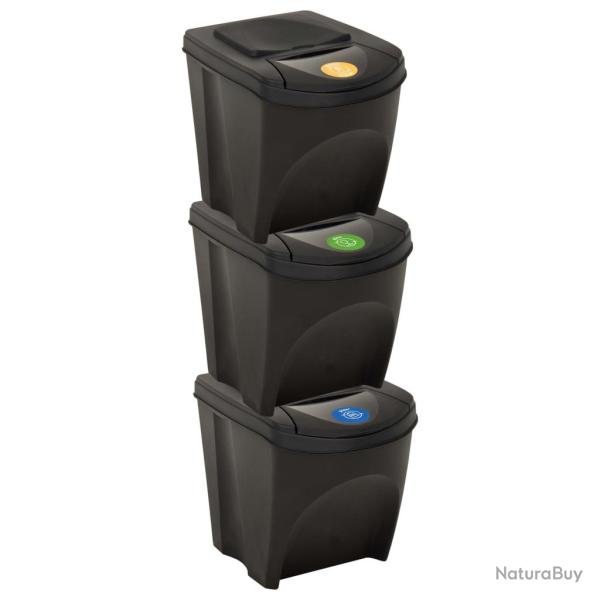 Poubelles empilables 3 pi�ces anthracite 75 l 02_0006079