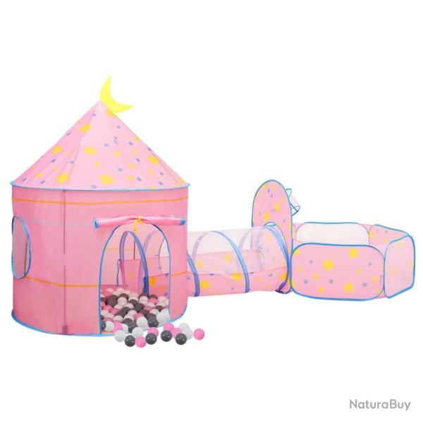 Tente de jeu pour enfants avec 250 balles rose 301x120x128 cm 02_0005123
