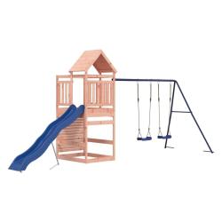 Aire de jeux d'ext&eacute;rieur balan&ccedil;oires toboggan portiques robuste jeux jardin 525 x 199 x 249 cm bois