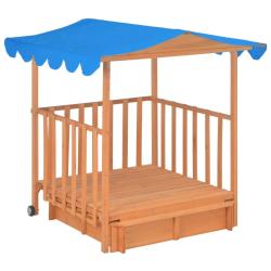 Maison de jeu d'enfants et bac &agrave; sable bois de sapin UV50 bleu 02_0005061