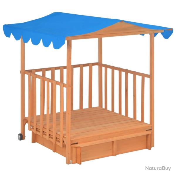 Maison de jeu d'enfants et bac � sable bois de sapin UV50 bleu 02_0005061