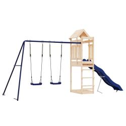 Aire de jeux d'ext&eacute;rieur balan&ccedil;oires toboggan portiques robuste jeux jardin 492 x 185 x 238 cm bois