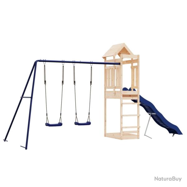 Aire de jeux d'ext�rieur balan�oires toboggan portiques robuste jeux jardin 492 x 185 x 238 cm bois