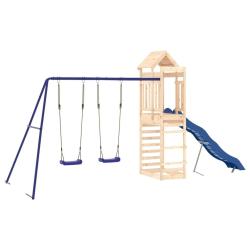 Aire de jeux d'ext&eacute;rieur balan&ccedil;oires toboggan portiques robuste jeux jardin 492 x 185 x 239 cm bois
