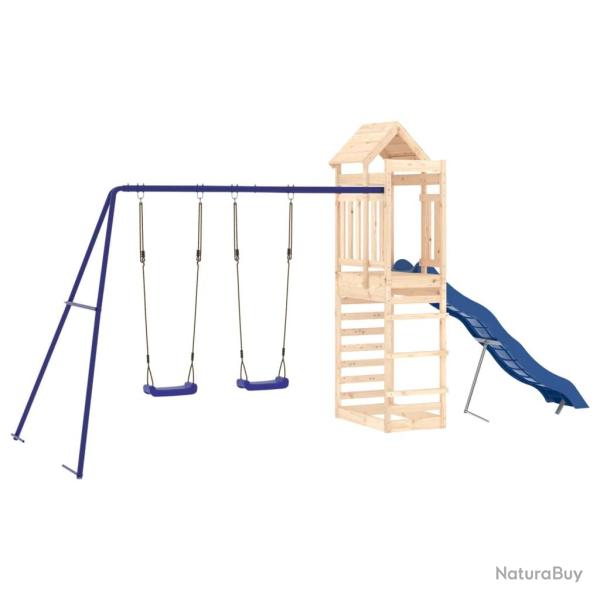 Aire de jeux d'ext�rieur balan�oires toboggan portiques robuste jeux jardin 492 x 185 x 239 cm bois