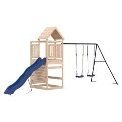 Aire de jeux d'ext&eacute;rieur balan&ccedil;oires toboggan portiques robuste jeux jardin 525 x 199 x 249 cm bois