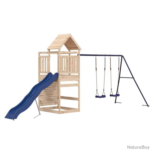 Aire de jeux d'ext�rieur balan�oires toboggan portiques robuste jeux jardin 525 x 199 x 249 cm bois