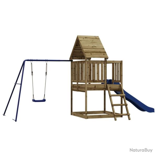 Aire de jeux d'ext�rieur balan�oires toboggan portiques robuste jeux jardin 494 x 235 x 228 cm bois