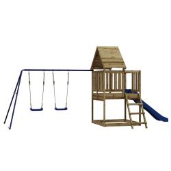 Aire de jeux d'ext&eacute;rieur balan&ccedil;oires toboggan portiques robuste jeux jardin 564 x 235 x 228 cm bois