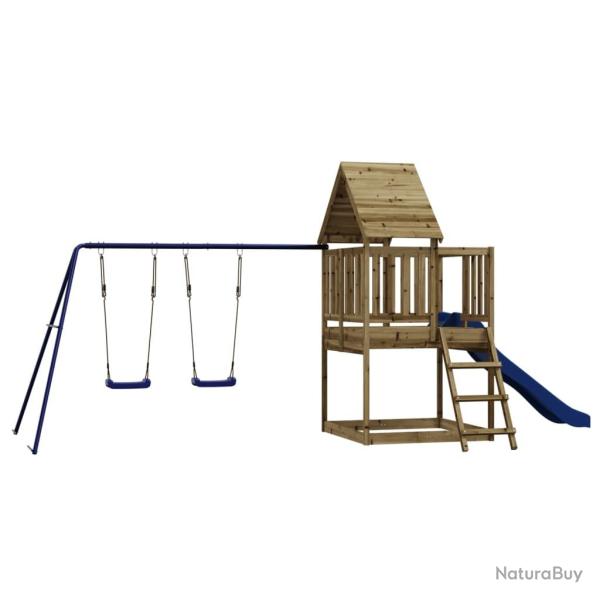Aire de jeux d'ext�rieur balan�oires toboggan portiques robuste jeux jardin 564 x 235 x 228 cm bois