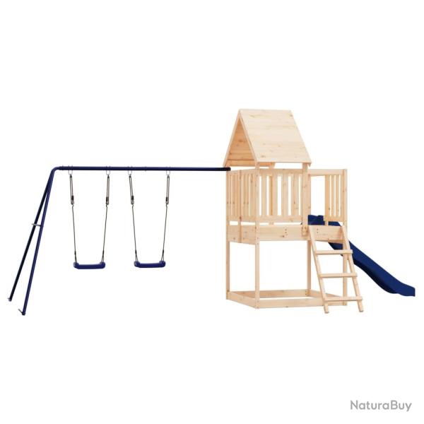 Aire de jeux d'ext�rieur balan�oires toboggan portiques robuste jeux jardin 564 x 235 x 228 cm bois