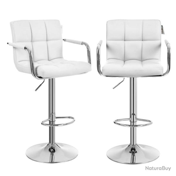 Lot de 2 tabourets de bar avec accoudoirs dossier charge maximale 200 kg d�port� blanc 12_0002548