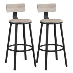 Lot de 2 chaises de bar tabourets hauts avec dossier si&egrave;ge de cuisine cadre en acier montage facile