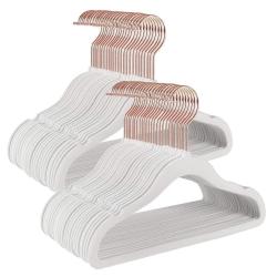 Lot de 50 cintres enfants en velours avec crochets rose gold antiglisse mod&egrave;le enfant pour jupes ro