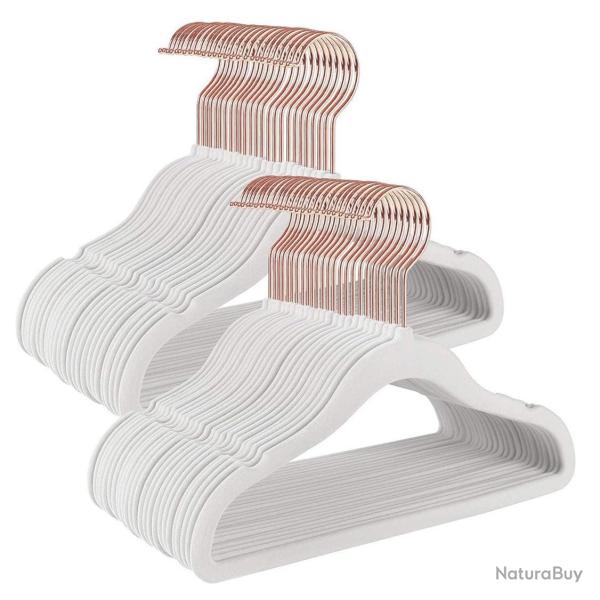 Lot de 50 cintres enfants en velours avec crochets rose gold antiglisse mod�le enfant pour jupes ro