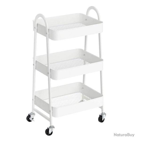 Chariot mobile � 3 niveaux desserte sur roulettes �tag�re de rangement en m�tal avec poign�es 2 fre