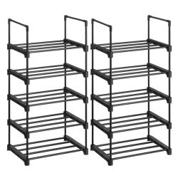 &Eacute;tag&egrave;res &agrave; chaussures &agrave; 5 niveaux lot de 2 porte-chaussures en m&eacute;tal empilable peu encombrant range