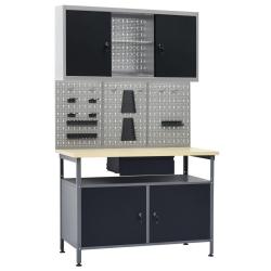 Etabli avec 3 panneaux muraux et 1 armoire table de travail poste de travail &eacute;tabli d'atelier stock