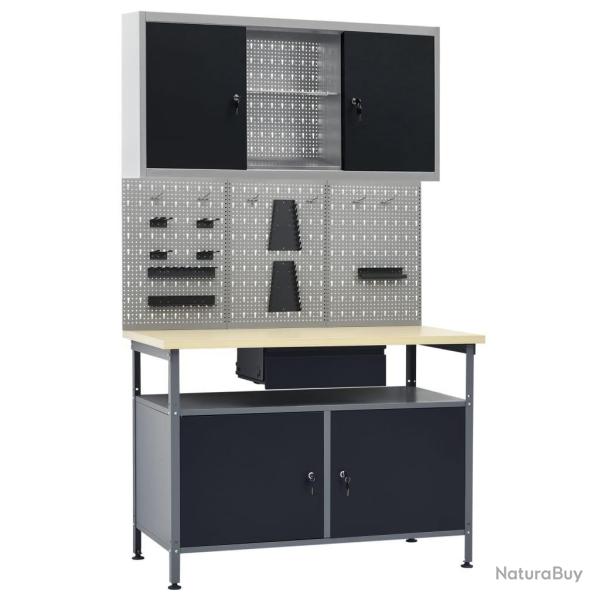 Etabli avec 3 panneaux muraux et 1 armoire table de travail poste de travail �tabli d'atelier stock