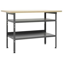 Etabli table de travail poste de travail stockage rangement d'outils banc d'outils avec 2 etag&egrave;res