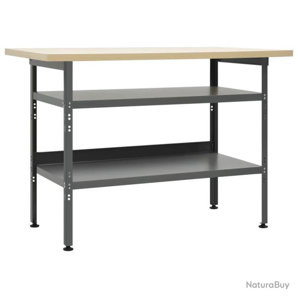 Etabli table de travail poste de travail stockage rangement d'outils banc d'outils avec 2 etag�res