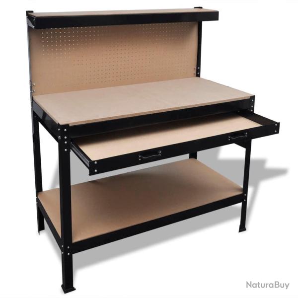 Etabli avec panneau perfor� et tiroir banc de travail rangement 115 cm plan table 02_0003671