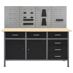 Etabli avec 4 panneaux muraux table de travail poste de travail stockage rangement d'outils 160 cm