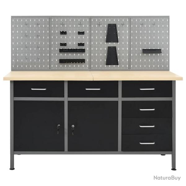 Etabli avec 4 panneaux muraux table de travail poste de travail stockage rangement d'outils 160 cm
