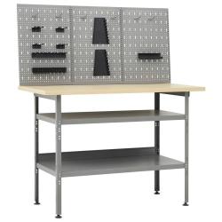 Etabli 120 cm avec 3 panneaux muraux atelier table de travail gris noir 02_0003656