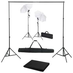 Kit de studio photo professionnel avec toile de fond noir lampes et parapluies 02_0001493