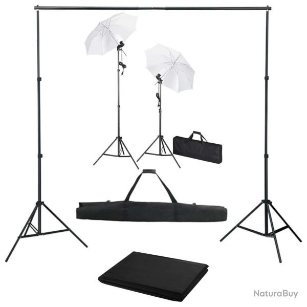 Kit de studio photo professionnel avec toile de fond noir lampes et parapluies 02_0001493