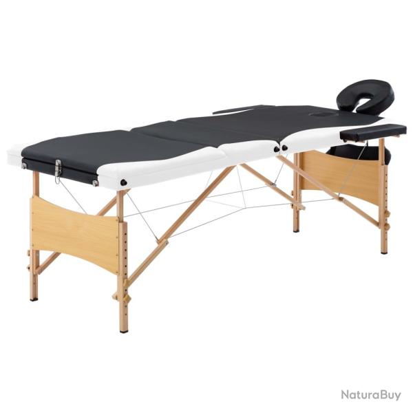 Table de massage pliable 3 zones bois noir et blanc 02_0001833
