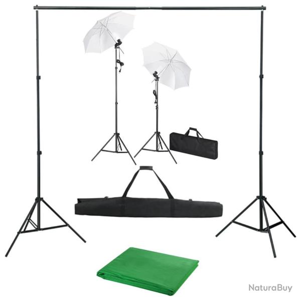 Kit de studio photo professionnel avec toile de fond vert lampes et parapluies 02_0001489