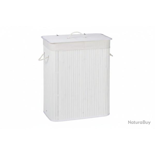 Panier corbeille � linge 2 compartiments avec sac 95 litres bambou blanc 13_0001904_2
