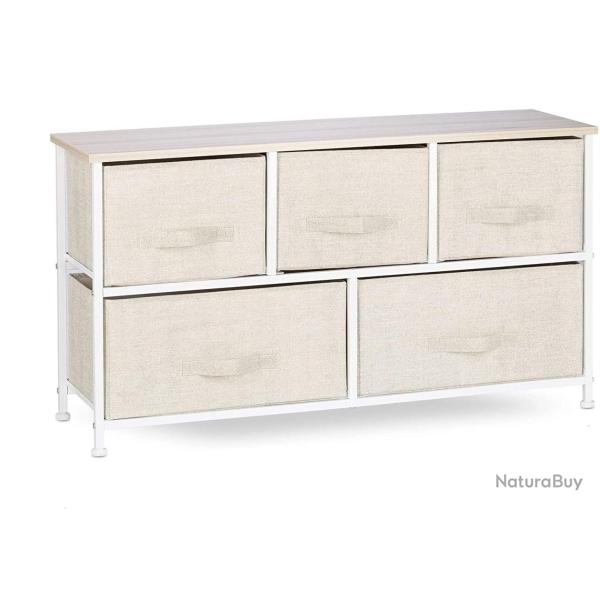 Commode meuble de rangement �tag�re avec tiroirs tissu beige 13_0002582_6