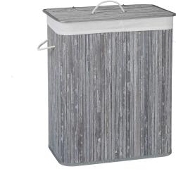 Panier corbeille &agrave; linge 2 compartiments avec sac 95 litres bambou gris 13_0001904_5
