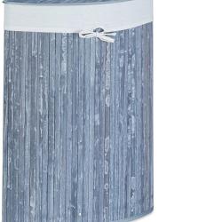 Panier corbeille &agrave; linge pliant pliable avec sac triangle 65 cm bambou gris 13_0001902_5