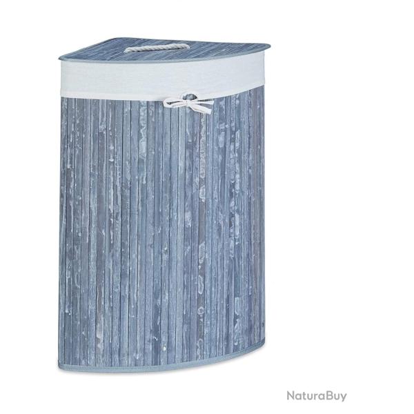 Panier corbeille � linge pliant pliable avec sac triangle 65 cm bambou gris 13_0001902_5