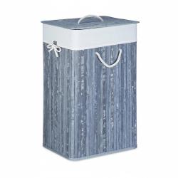 Panier corbeille &agrave; linge rectangle avec sac coton 65,5 cm bambou gris 13_0001905_4