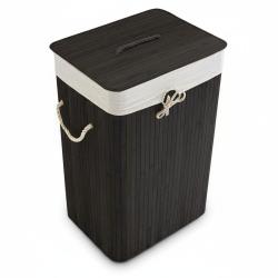 Panier corbeille &agrave; linge rectangle avec sac coton 65,5 cm bambou noir 13_0001905_5