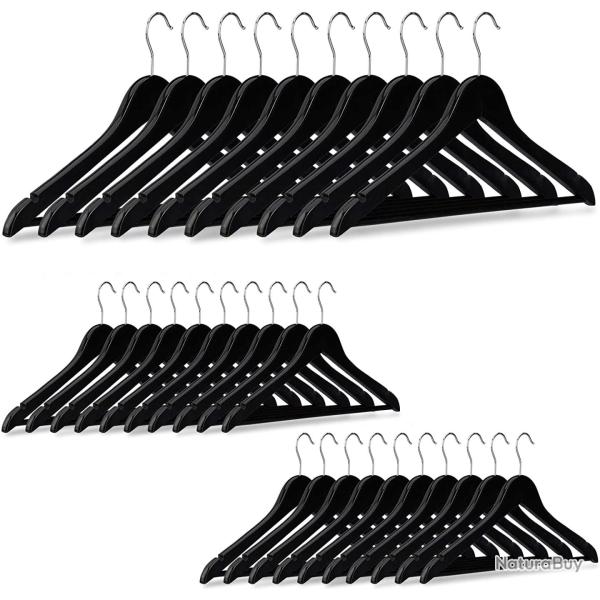 Lot de de 30 cintres avec encoches en bois noir 13_0002499_3