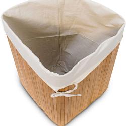 Panier corbeille &agrave; linge pliant pliable avec sac triangle 65 cm bambou nature 13_0001902_4