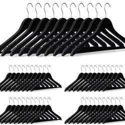 Lot de de 50 cintres avec encoches en bois noir 13_0002505_2
